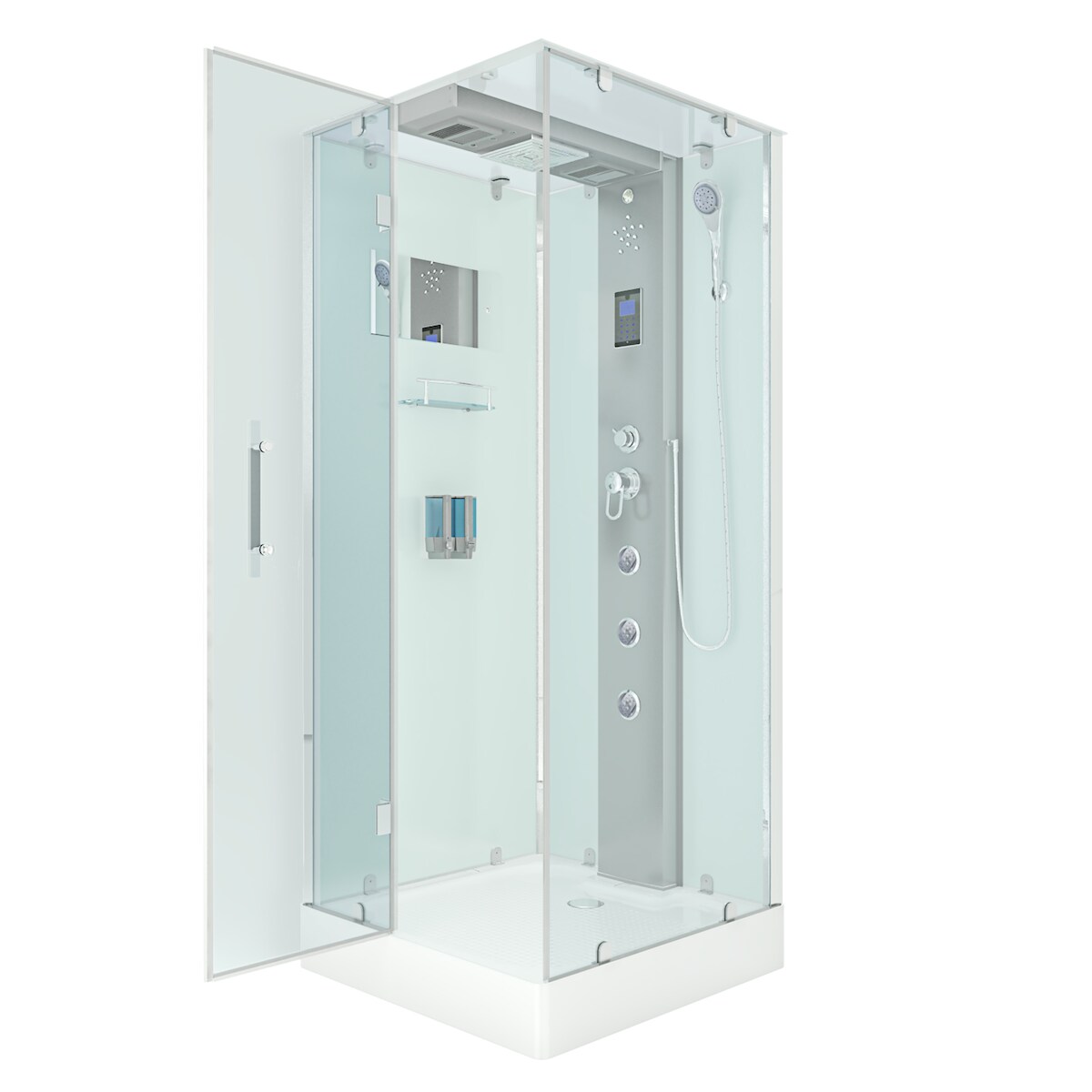 AcquaVapore Duschkabine Komplettdusche Fertigdusche Dusche D38-20L0-EC 100x100 cm mit 2K Scheiben Versiegelung Image