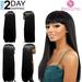 DOPI Women Long Straight Black Wig with Bangs 27 Inches(2Pack)