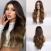 Pjtewawe wig 26inch European And American Style Mid Dye Brown Long Curly Hair Women S High Temperature Silk Wig Hair Set 66cm / 26inches