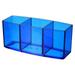 Uxcell 3 Compartments Clear Acrylic Pen Holder Pencil Holder Pen Organizer Pencil Cup Makeup Brush Holder Blue