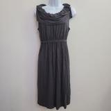 J. Crew Dresses | J. Crew Charcoal Gray Drape Neck Jersey Belted Midi Dress Sz M Neutral Casual | Color: Gray | Size: M