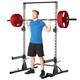 Fitness Reality Squat Rack Power Cage with J-Hooks, Landmine 360° Swivel, Weight Plate Storage Attachment and Power Band Pegs grey