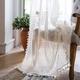 WAZZIO White Boho Crochet Lace Sheer Curtains Tassel,Vintage Victorian Cotton Light Filtering Curtain 84 inches Long Bohemian Decor Drapes Living Room,2 Panels, 59” x 84”(2 Panels) (WZ-02WHT-84)