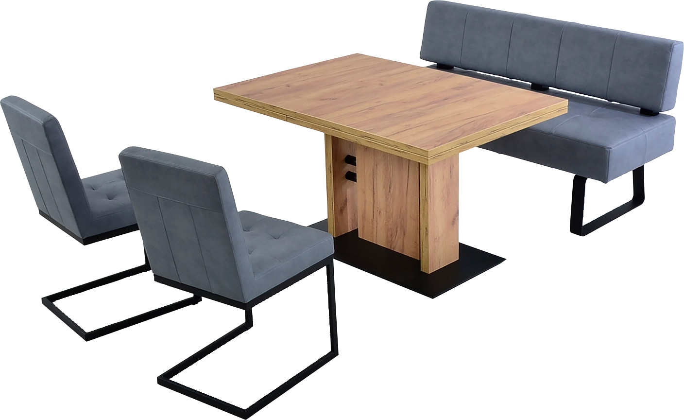 Polsterbank K+W KOMFORT & WOHNEN "Spider II", blau (ocean 52, schwarz), B:160cm H:88cm T:67cm, Sitzbänke, Polsterbank, Sitzsteppung, bequem durch Sandwichbauweise, Metallkufe in schwarz