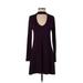 Express Casual Dress - A-Line Mock Long sleeves: Purple Print Dresses - Women's Size Small