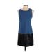 Banana Republic Factory Store Casual Dress - Shift Crew Neck Sleeveless: Blue Print Dresses - Women's Size 0