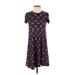 Ann Taylor LOFT Casual Dress - A-Line: Blue Floral Motif Dresses - Women's Size X-Small