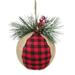 Northlight Seasonal 5.5" & Black Plaid w/ Burlap Christmas Ornament Fabric in Red | 5.75 H x 5 W x 4 D in | Wayfair NORTHLIGHT SH27150