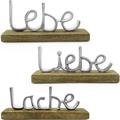 Deko-Schriftzug NOOR LIVING "Lebe, Liebe, Lache" Dekofiguren Gr. B/H/T: 5 cm x 10 cm x 23 cm, silberfarben Deko-Objekte