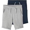 Sweatshorts NAME IT "NKMVERMO 2P LONG SWE SHORTS UNB F NOOS" Gr. 134, N-Gr, grau (grey melange) Jungen Hosen Shorts