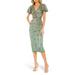 Sequin Floral Flutter Sleeve Sheath Dress - Green - Mac Duggal Dresses