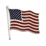American Flag Lapel Pin in 14k White Gold