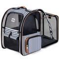 Lekebobor Large Cat Backpack Carrier Expandable Pet Carrier Backpack for Small Dogs Medium Cats Fit Up to 18 Lbs Dog Carrier Backpack Puppy Backpack Carrier Blue Striped