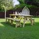 Wooden Garden Picnic Table Bench Set - Oakham Rounded Picnic Table & Bench Set Design