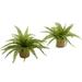 Nearly Natural 6814-S2 15in. Boston Fern with Burlap Planter (Set of 2) Silk Plants Green