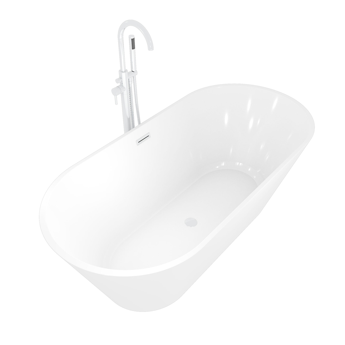 AcquaVapore freistehende Badewanne Wanne Acryl F01 170x80cm mit Armatur AF02 Image