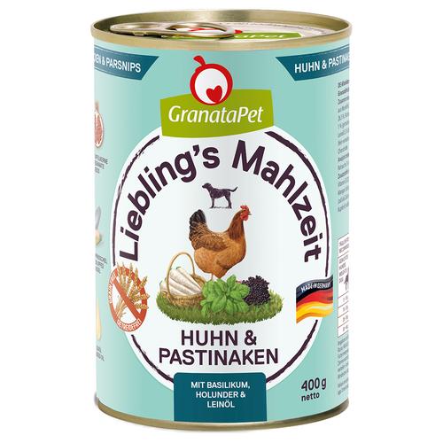 Sparpaket: 24x400g Granatapet Liebling's Mahlzeit Huhn & Pastinaken Hundefutter nass