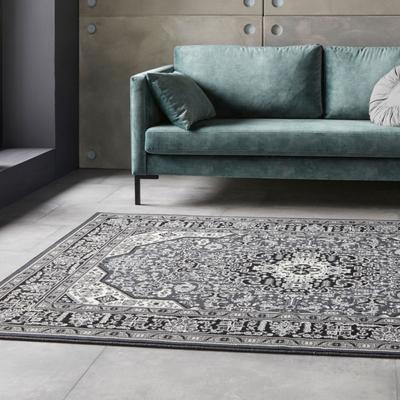 Teppich NOURISTAN "Skazar Isfahan" Gr. 2, grau (dunkelgrau), B:80cm H:9mm L:150cm, Polypropylen (PP), Teppiche, Kurzflor, Orient, Läufer, Vintage, Esszimmer, Wohnzimmer, Flur Image