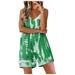 Womens Short Jumpsuit Clearance Solid Casual Leisure Coverall Sling Bodysuit Onepiece Leotard Bike Shorts Summer Pants for Women Casual Lightweight Cut Out Bodysuit for Women Green Xl