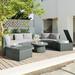 10-Piece Outdoor Sectional Half Round Patio Rattan Sofa Set for Free Combination