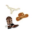 PinMart s Cowboy Cowgirl Boot Hat Long Horn Cow Skull Fun Enamel Lapel Pin Set