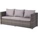 Waved 4 Piece Outdoor Sofa Set with Tempered Glass Table Top