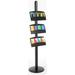 Black Aluminum Leaflet Display Stand With (3) 4-Pocket Brochure Racks 18-1/4 x 75-1/2 x 18-Inch Standing Holds 4 x 9-Inch Brochures Weighted Base Height Adjustable Angled Display (BP3BHBLK)