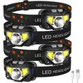 yiyang Headlamp Flashlight 1200 Lumen Ultra-Light Bright LED Rechargeable Headlight with White Red Light Waterproof Motion Sensor Head Lamp 8 Modes for Outdoor Camping Running Fishing-4 Packs