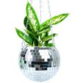 5.9 Disco Ball Planters Reflective Basket Sequin Mirror Ball Flower Pot Disco Planter Plant Hanger Patio Planters for Garden Indoor Outdoor Plants Hanging