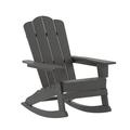 Flash Furniture Halifax Adirondack Rocking Chair with Cup Holder Weather Resistant HDPE Adirondack Rocking Chair in Gray