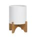 Raya White Mid-Century Modern Planter with Arch Wood Base