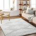 Hauteloom Nobu Shag Living Room Bedroom Area Rug - Soft Fluffy Touch - Farmhouse Boho Shaggy Rug - Moroccan High Pile Carpet - Grey Off White Stone - 5 3 X 7 3