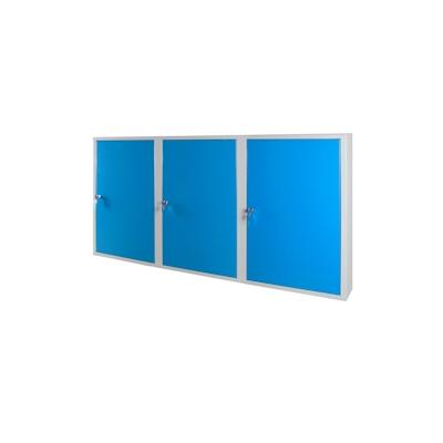 PROREGAL Werkzeugwandschrank mit 3 Türen + 4 Fachboden | HxBxT 75x150x20cm | Lichtgrau/Lichtblau Image