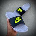 Nike Shoes | Nike Benassi Slides Just Do It Jdi Blacks Greys Neons Greens | Color: Gray/Yellow | Size: Various