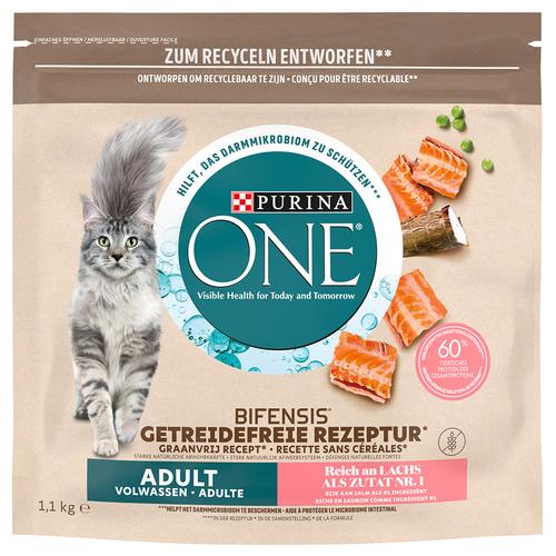 3x 1,1kg PURINA ONE Grain Free Adult Lachs Katzenfutter trocken