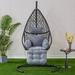 Dakota Fields Cidney Egg Chair w/ Stand Polyester in Gray | 78.7 H x 54.7 W x 34.3 D in | Wayfair 916FC55572624F5591DA44D6F58C7A70