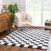 Black/White 87 x 31 x 1.97 in Area Rug - Latitude Run® Atiray Shag Checkered Modern Black/White Area Rug | 87 H x 31 W x 1.97 D in | Wayfair