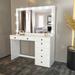 Boahaus Diana Dressing Table, Light Bulbs, White, Mirror, 07 Drawers