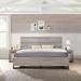 Roundhill Furniture Alvear 3-Piece Upholstered Wood Bedroom Set, Panel Bed and Two Nightstands, Weathered Gray