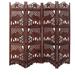 Brown Hand Carved Elephant Design Foldable 4 Panel Wooden Room Divider