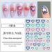 Bhxteng Heart Nail Stickers Pink White Blue Nail Art Decals for Nail Art DIY Manicure