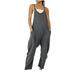 Womens Jumpsuit Clearance Solid Coverall With Pockets Sling Bodysuit Onepiece Leotard Cargo Pants Women Baggy Formal Jumpsuit Gray Xxl