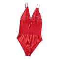 Womens Jumpsuit Clearance Lace Bib Pants Coverall Bodysuit Onepiece Leotard Womens Workout Pants Denim Jumpsuit for Women Red L