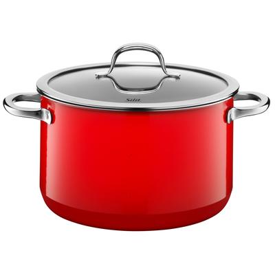 Fleischtopf SILIT "Passion red, Kochtopf Induktion schneid- und kratzfest", rot, H:14,9cm Ø:24cm, Töpfe, für alle gänigen Herdarten geeignet, Made in Germany Image
