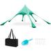 Costway 20 X 20 Ft Beach Sunshade Canopy Upf50+ w/ Carry Bag & 8 Sandbags & Shovel /Soft-top in Green | 108 H x 240 W x 240 D in | Wayfair