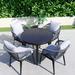 Corrigan Studio® Lachie Round 4 - Piece Aluminum Outdoor Dining Set w/ Cushions Metal in Black | 27.55 W x 27.55 D in | Wayfair