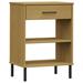 Ebern Designs Console Cabinet Buffet Storage w/ Metal Legs Solid Wood Pine OSLO Wood/Metal in Brown | 27.6 H x 19.7 W x 13.8 D in | Wayfair