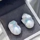 Boucles d'oreilles en argent regardé S925 avec perle baroque blanche brillante pour femme boucles