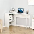 L-Shaped Corner Computer Desk w/ Storage Shelf, white