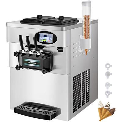 VEVOR Speiseeisbereiter 20-28 L, 2200 W Edelstahl Farbe Kommerzielle Softeismaschine Eismaschine Image